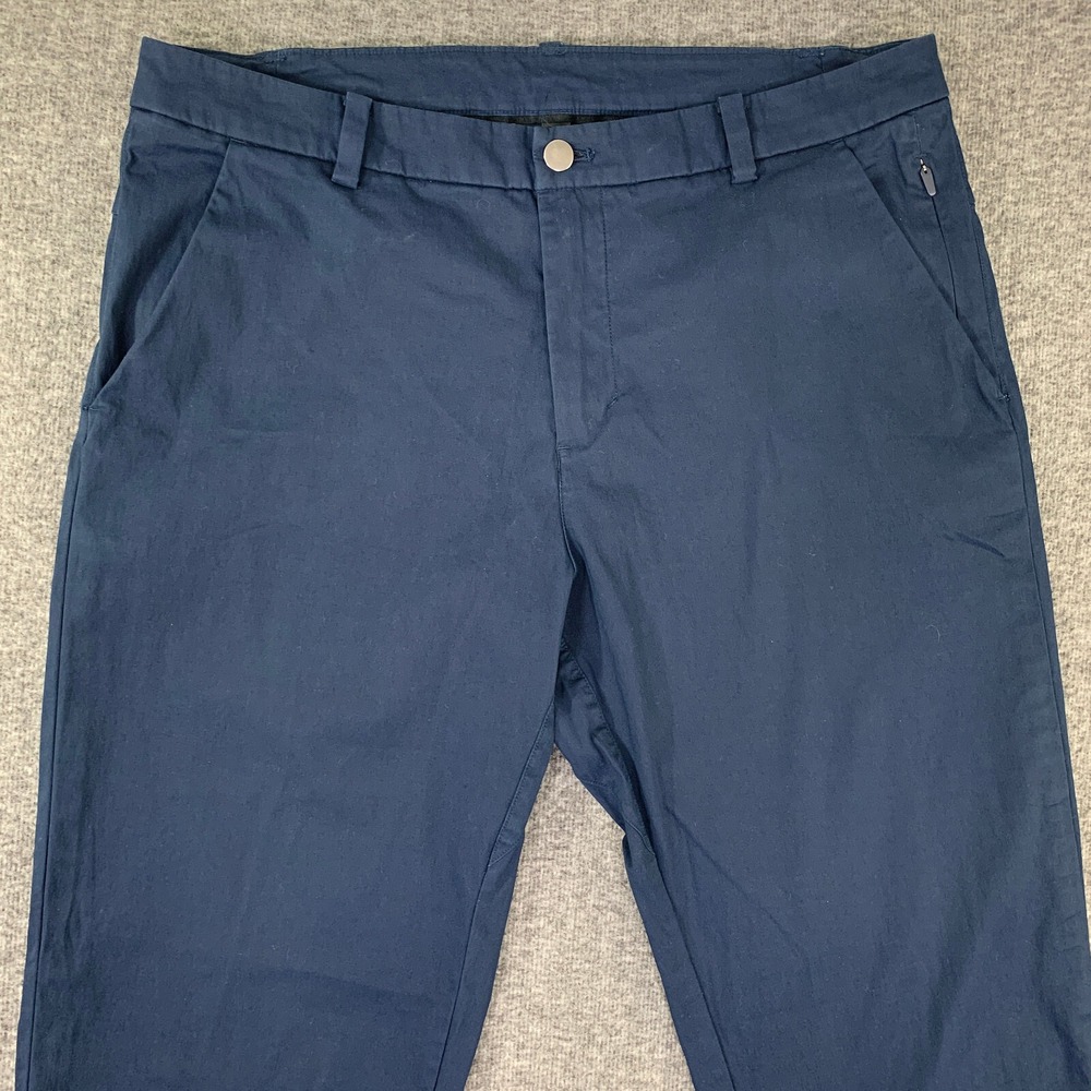 Lululemon ABC Pants Men 33x31 Navy Blue Chino Trousers Performance Warpstreme - Picture 3 of 12